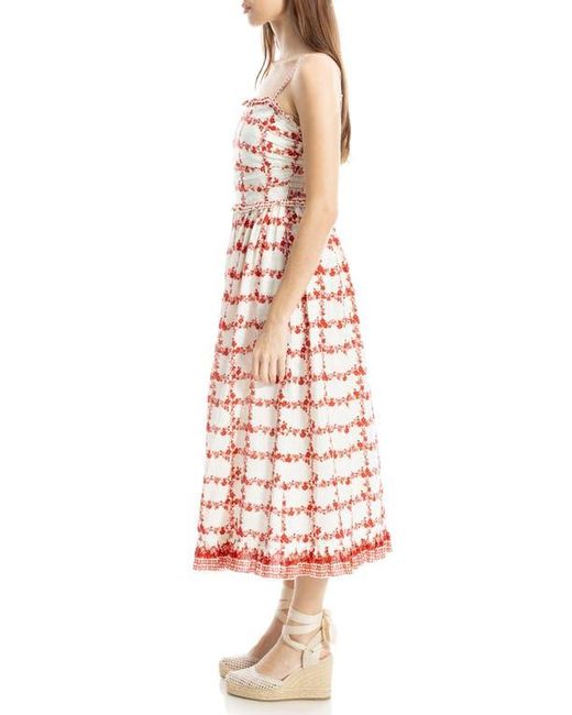 Max Studio White Ruffle Printed Midi Sundress