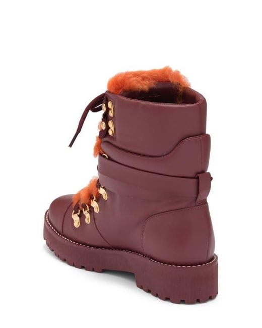 Cult Gaia Red Paola Faux Shearling Boot