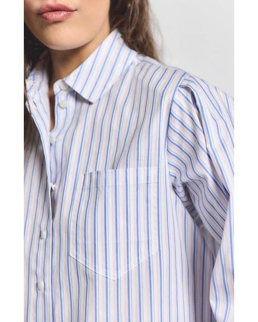 10 Crosby Derek Lam White Estrella Stripe Crop Cotton Button-Up Shirt