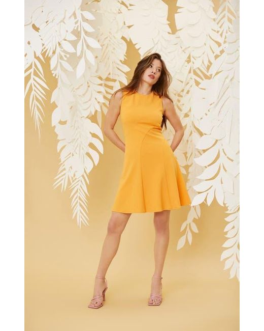 Donna Morgan Yellow Sleeveless Fit & Flare Dress