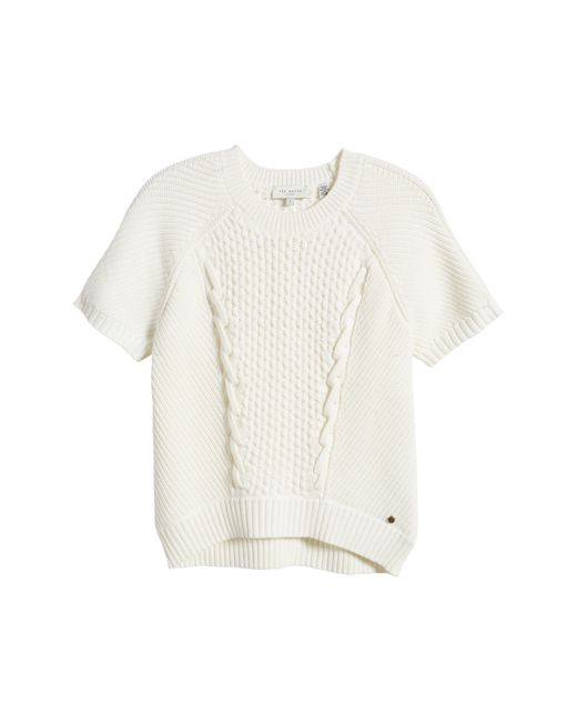 Ted Baker White Leiygh Short Sleeve Cotton Blend Sweater