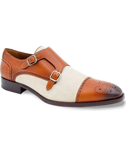 Mezlan Brown Patina Monk Strap Loafer for men