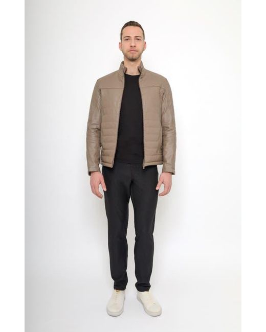 PINOPORTE Black Quilted Leather Jacket for men