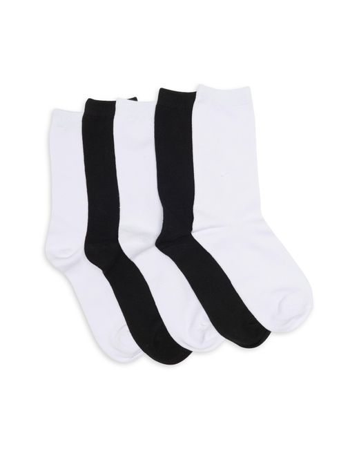 Nordstrom Black Pack Of Five Perfect Cotton Blend Crew Socks