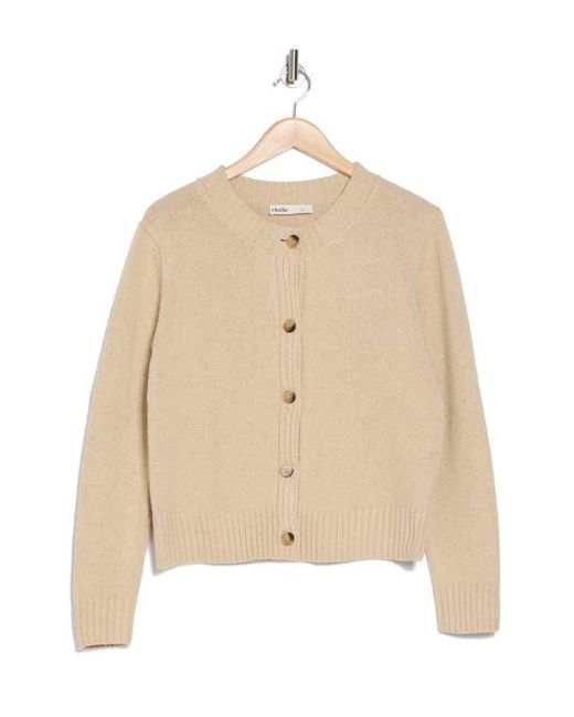 Elodie Bruno Natural Crewneck Button Front Cardigan