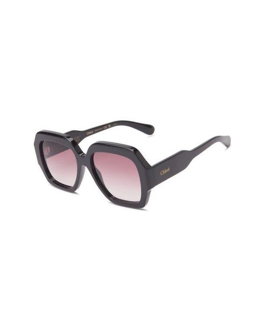 Chloé Brown 56Mm Rectangular Sunglasses