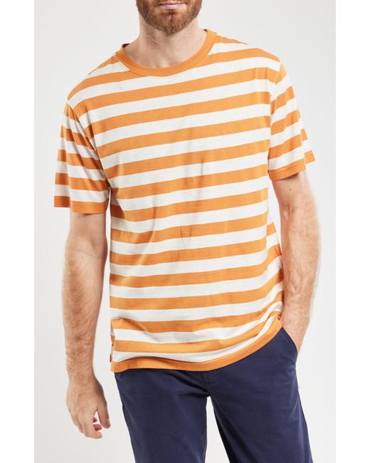 Armor Lux Orange Stripe Heritage Linen Blend T-shirt for men
