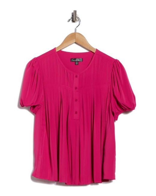 Nicole Miller Pink Round Neck Short Sleeve Top