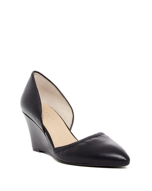 Franco Sarto Black Fenway Leather Wedge Pump - Wide Width Available