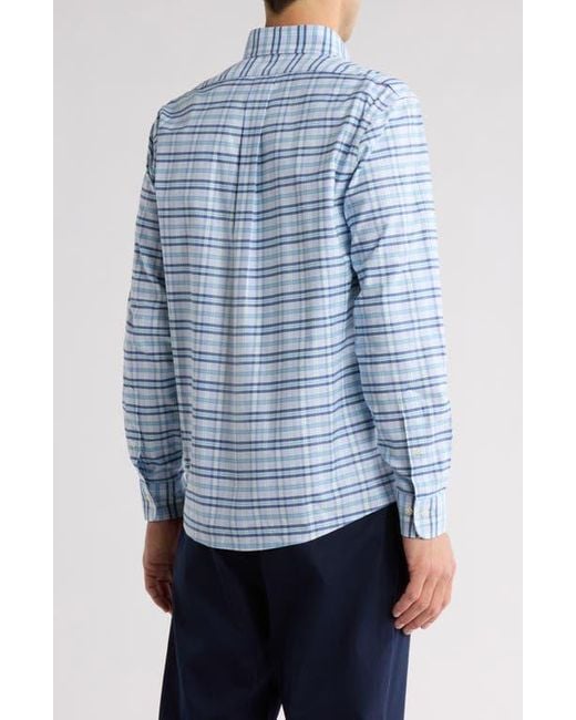 Brooks Brothers Blue Non-Iron Plaid Cotton Stretch Oxford Button-Down Shirt for men