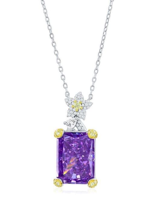 Suzy Levian Purple Gala Firework Pendant Necklace