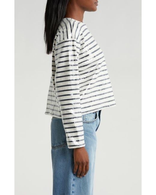 FRAME Blue Stripe Sequin Top