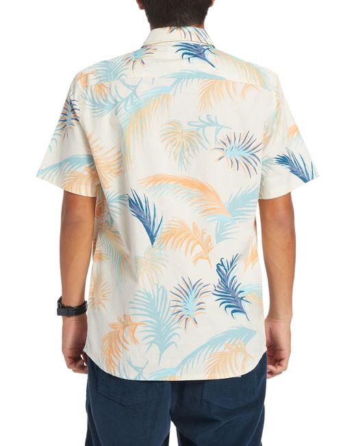 Quiksilver White Tropical Glitch Short Sleeve Organic Cotton Button-up Shirt for men