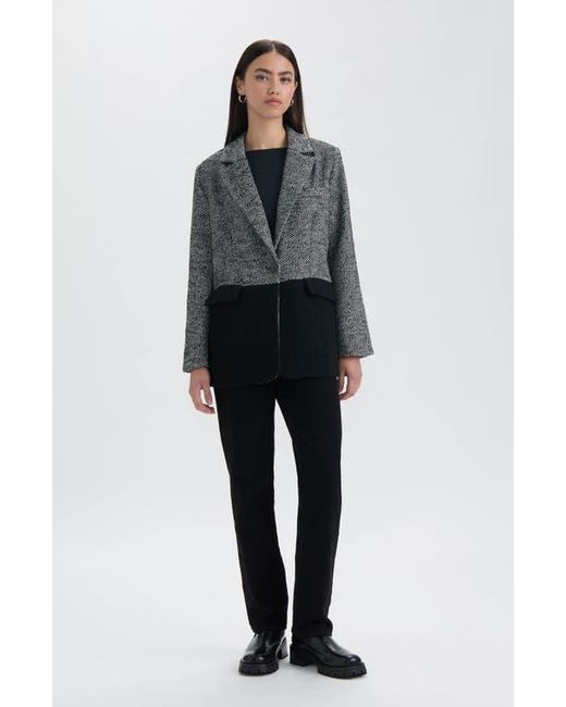 NVLT Black Tweed Colorblock Blazer