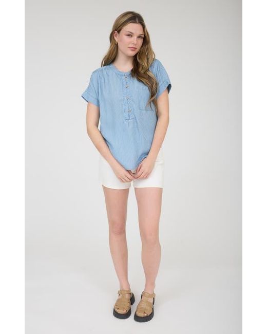 Blu Pepper Blue Button Up Stripe Top