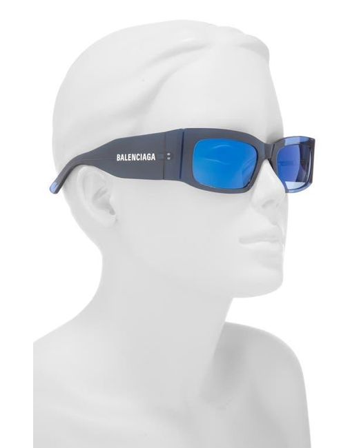 Balenciaga Blue 56Mm Rectangular Sunglasses
