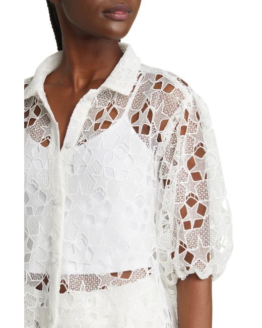 7 For All Mankind White Lace Tunic Shirt