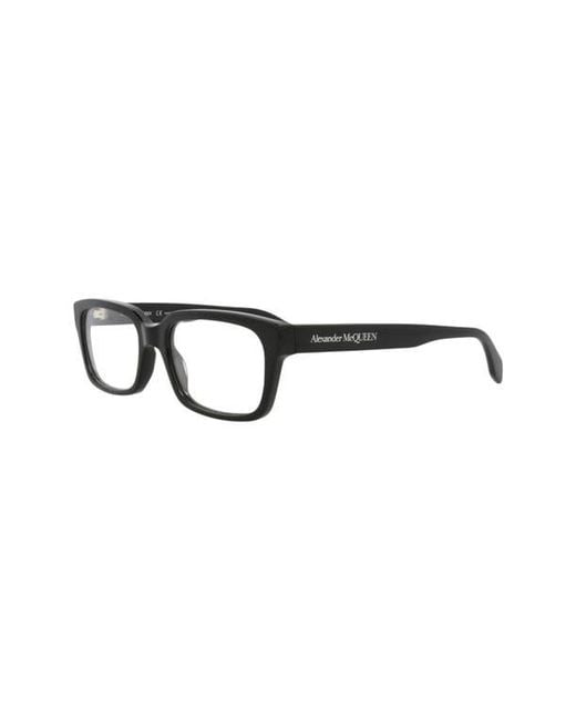 McQueen Black 55Mm Square Optical Glasses for men