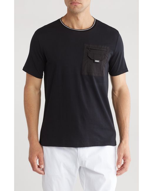 DKNY Black Daley Woven Pocket T-shirt for men