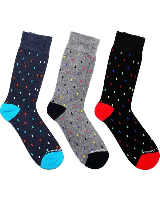 Unsimply Stitched Blue Assorted 3-Pack Of Crew Socks for men