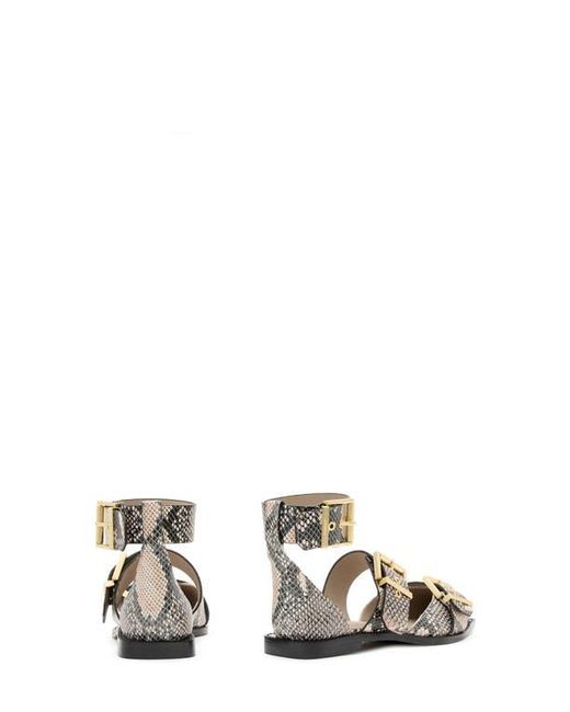 AllSaints Metallic Sutton Snakeskin Embossed Pointed Toe Flat