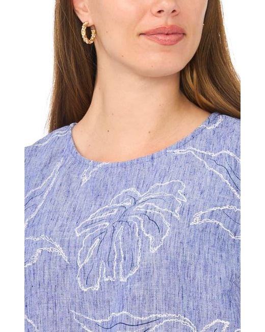 Vince Camuto Blue Embroidered Shell
