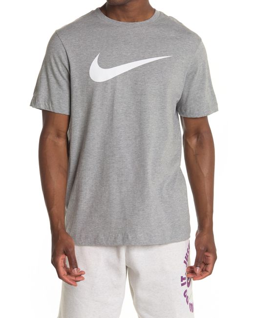 Nike Gray Icon Swoosh Cotton Graphic T-shirt for men