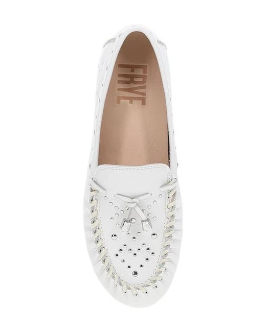 Frye White Naya Stud Loafer