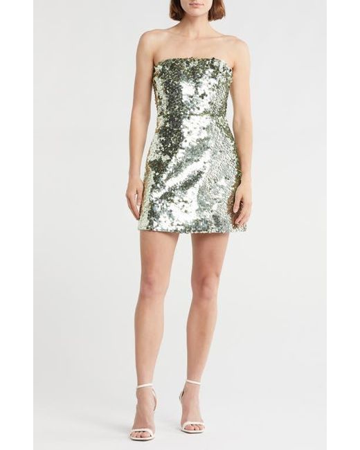 Alice + Olivia Multicolor Velia Disc Sequin Strapless Minidress