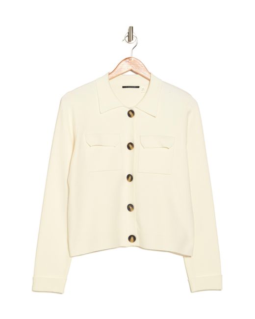 Tahari White Collar Button Front Cardigan