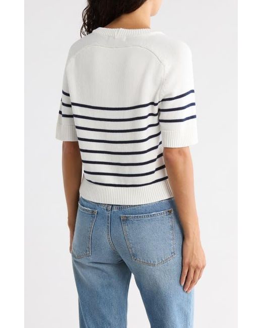 Vigoss Blue Nautical Stripe Short Sleeve Sweater