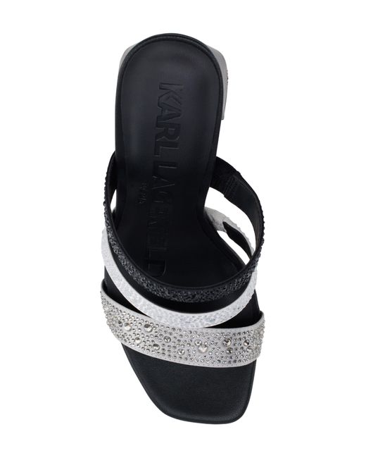 Karl Lagerfeld Black Rickie Rhinestone Slide Sandal
