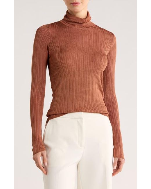 Tahari Brown Semisheer Turtleneck Sweater