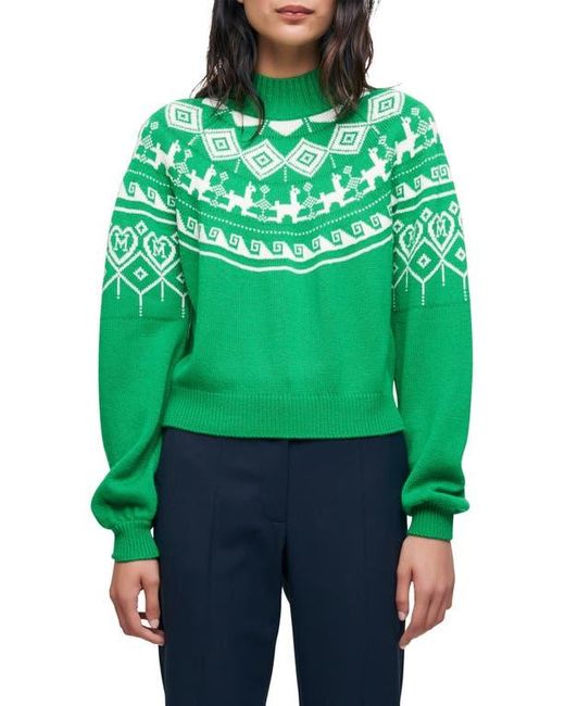 Maje Green 121 Mascot Mock Neck Sweater