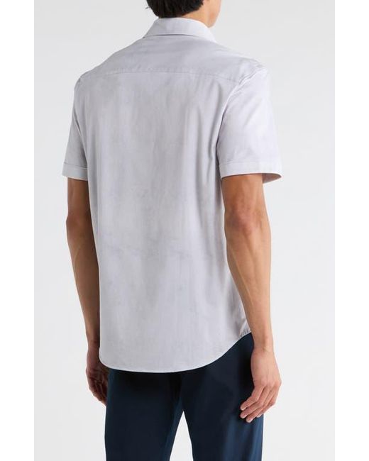 Bugatchi White Miles Short Sleeve 8-Way Stretch Ooohcotton Button-Up Shirt for men