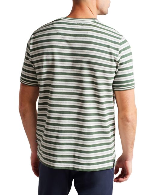 Ted Baker Gray Vadell Stripe Cotton & Linen Crewneck T-shirt for men
