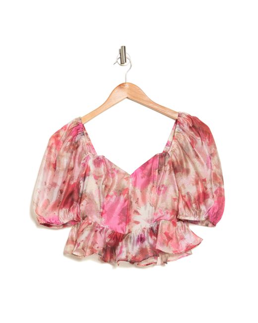 Lulus Red Affectionate Essence Floral Top
