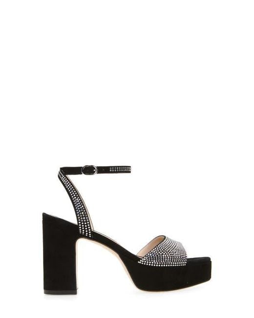 Stuart Weitzman Black Alaina Crystal Platform Sandal