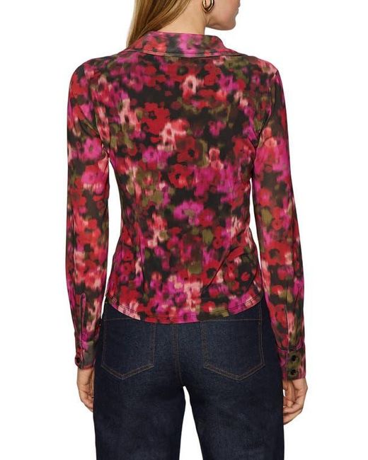Sanctuary Red Mesh Button-Down Shirt