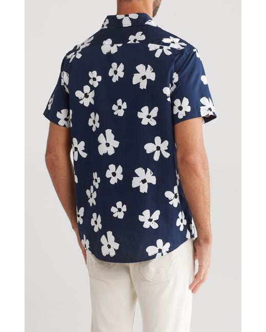 Slate & Stone Blue Floral Short Sleeve Button-up Shirt for men
