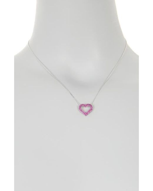 Suzy Levian Purple Sterling Cubic Zirconia Heart Pendant Necklace