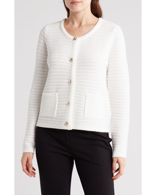 Nanette Lepore White Cable Knit Cardigan