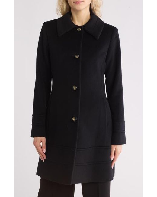 Fleurette Black Wool Blend Fit & Flare Coat