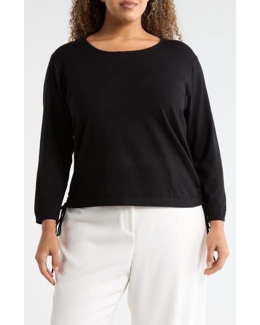 Max Studio Black Cinching Side Tie Pullover Sweater