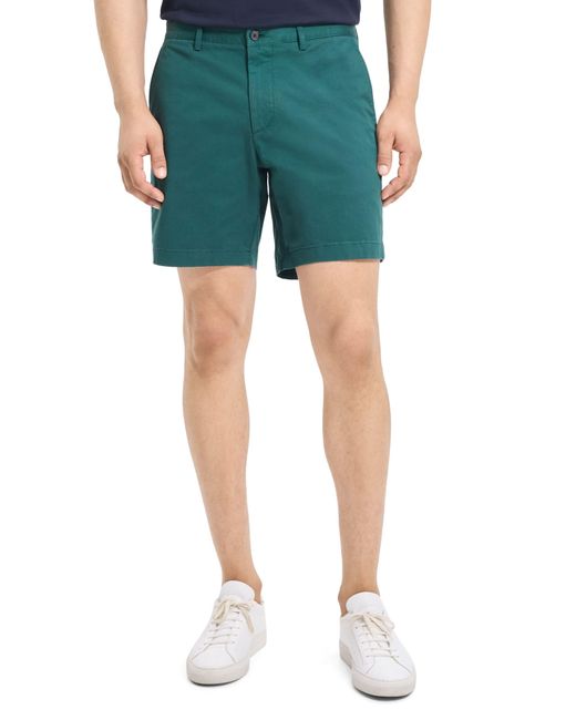Theory Green Zaine Stretch Cotton Chino Shorts for men