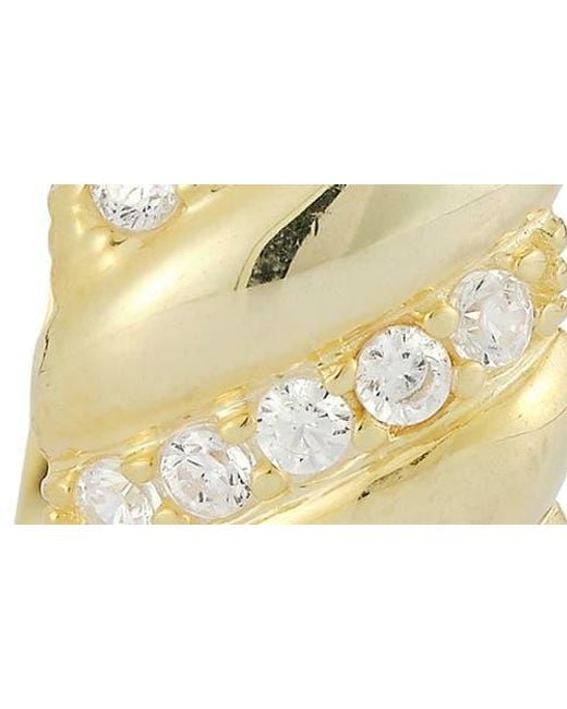 Glaze Jewelry Metallic Cubic Zirconia Twist Huggie Hoop Earrings