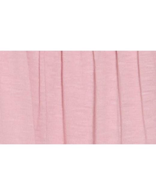 Lucky Brand Pink Embroidered Square Neck Cotton & Modal Top