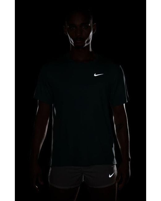 Nike Green Dri-Fit Uv Miler Short Sleeve Running Top for men