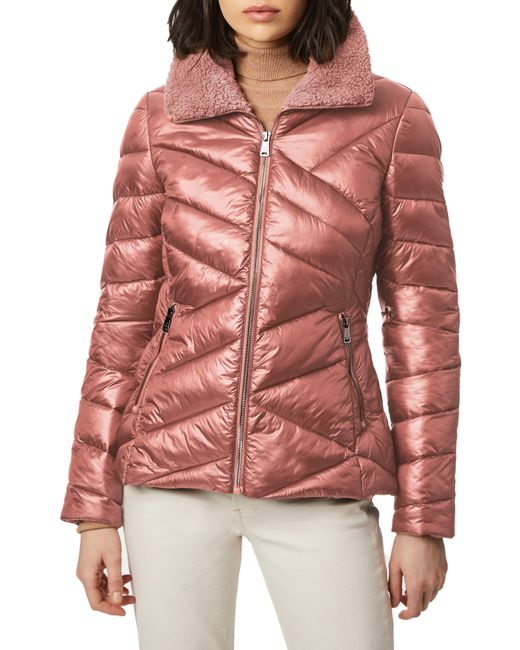 Bernardo Faux Shearling Trimmed Quilted 