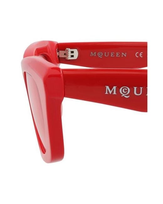 Alexander McQueen Red 52Mm Rectangular Sunglasses